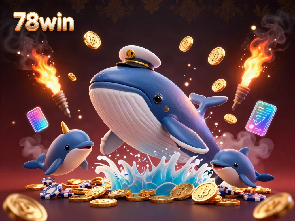 Engage with 78win as a whale breaches in gold coins while dolphins play with poker chips.