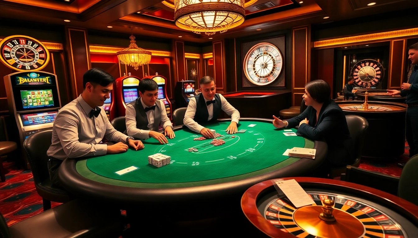 Exciting gaming action at a luxurious casino table at https://xx88.me.uk/, showcasing poker gameplay.