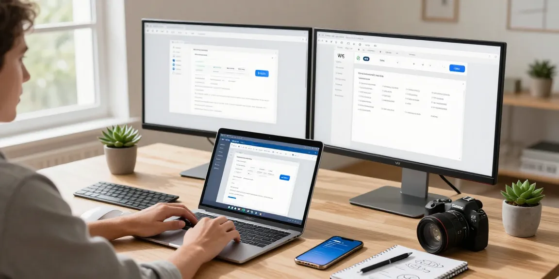 WPS Download page displayed on a laptop in a bright home office workspace.