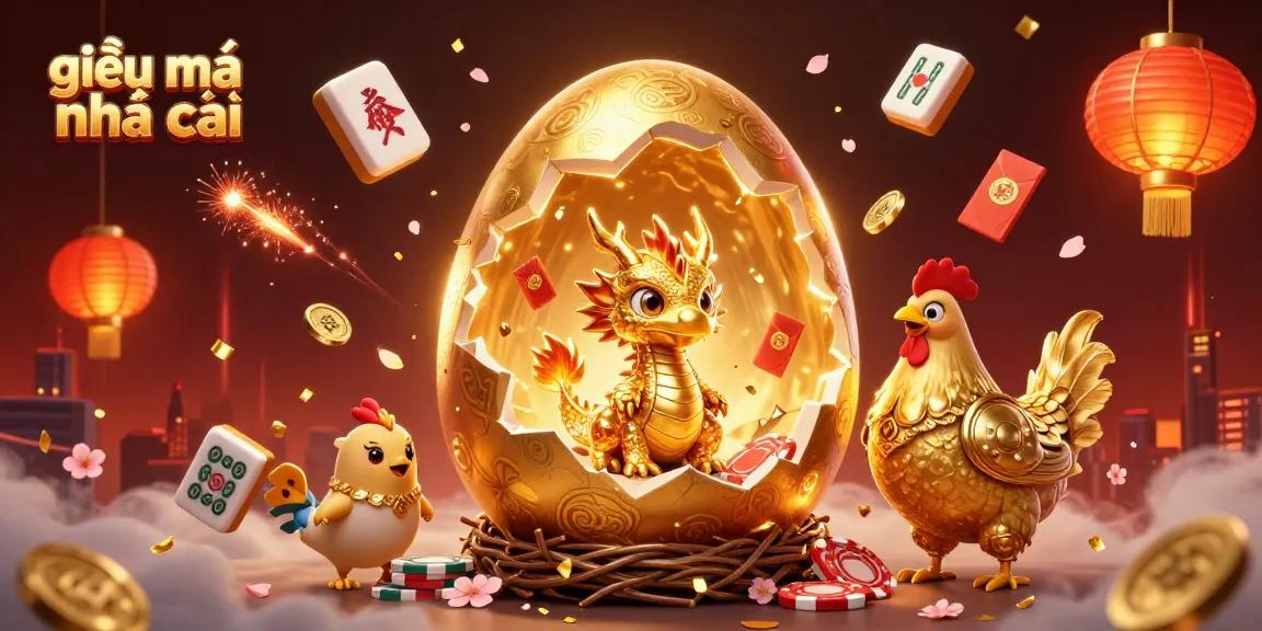 Experience the thrill of giải mã nhà cái with a stylized play featuring golden dragons and poker chips.