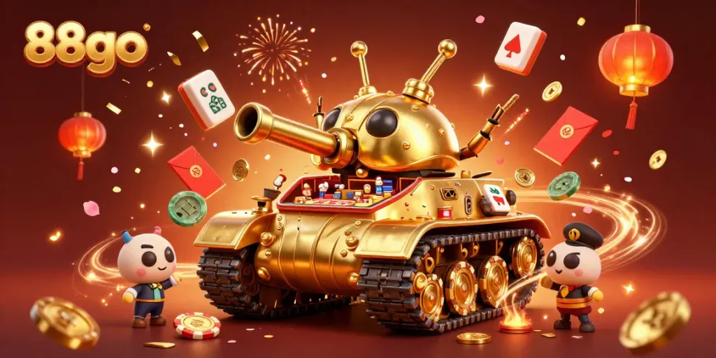 Experience thrilling games at 88go with a vibrant casino tank bursting with confetti and joy.