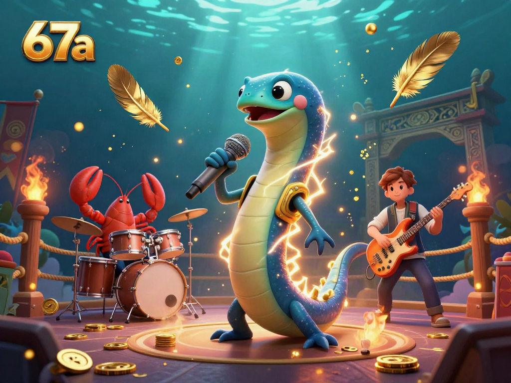 Experience the thrilling underwater casino performance with the 67a electric eel DJ and vibrant backup band.