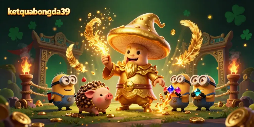 Witness thrilling action and golden transformations with ketquabongda39 in this dynamic gambling scene.