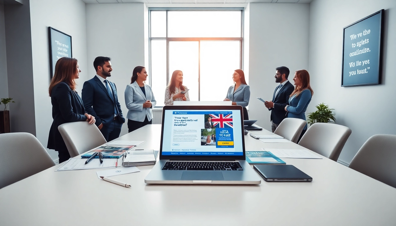 Engaging scene of professionals discussing eta application uk, showcasing teamwork and organization.