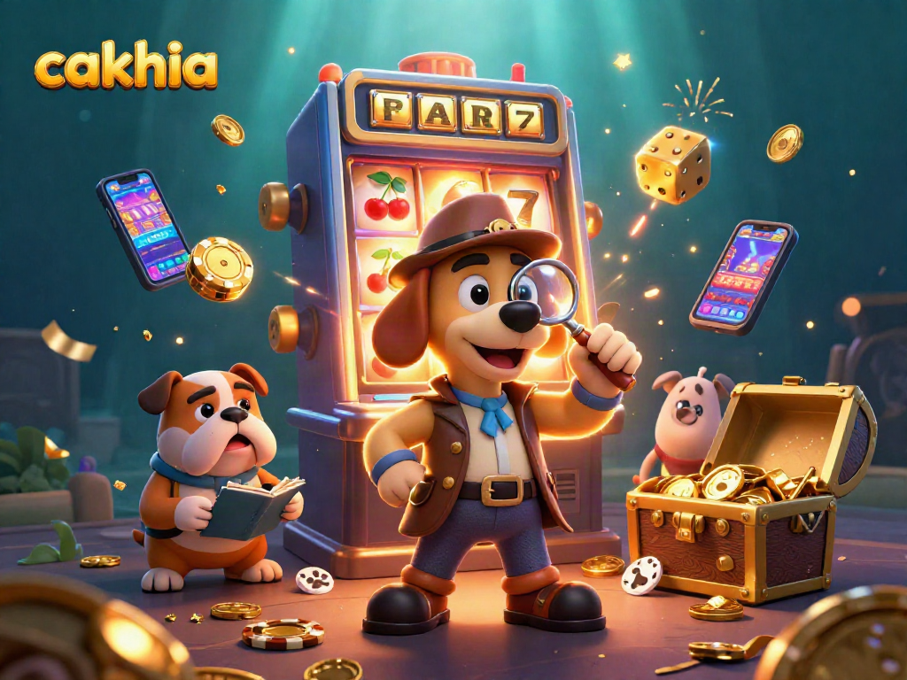Experience thrilling cakhia moments with a detective dog duo in a vibrant casino scene.