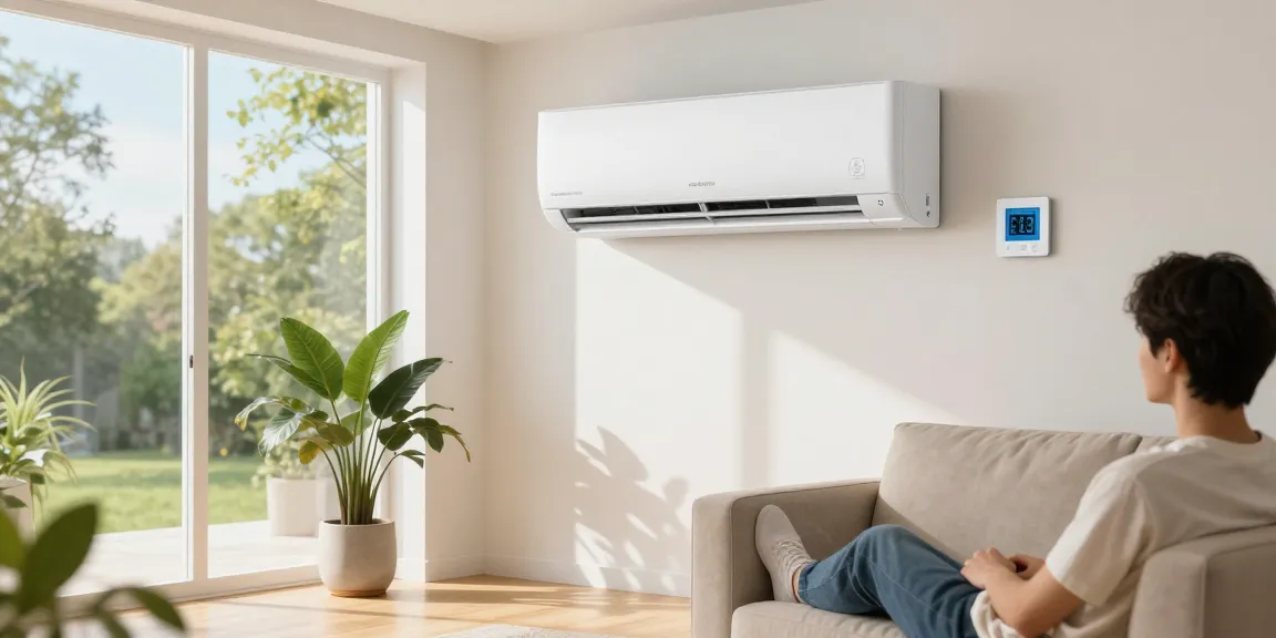 Klimaanlage zuhause im modernen Wohnzimmer, angenehme Temperaturen und frische Luft.