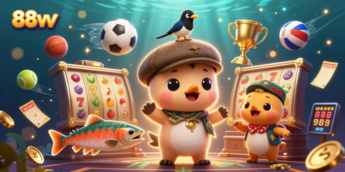 Bet on 88vv's vibrant slots and sports elements, featuring a playful Nessie and gold coins