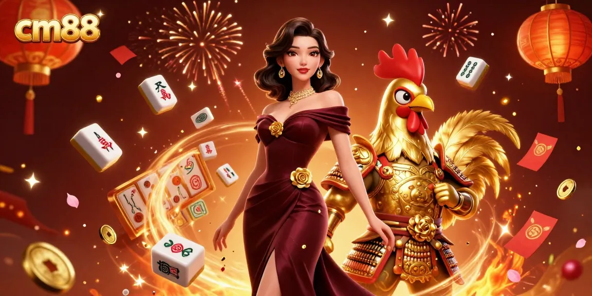 Experience exciting gaming at cm88 with vibrant slot symbols and festive details.