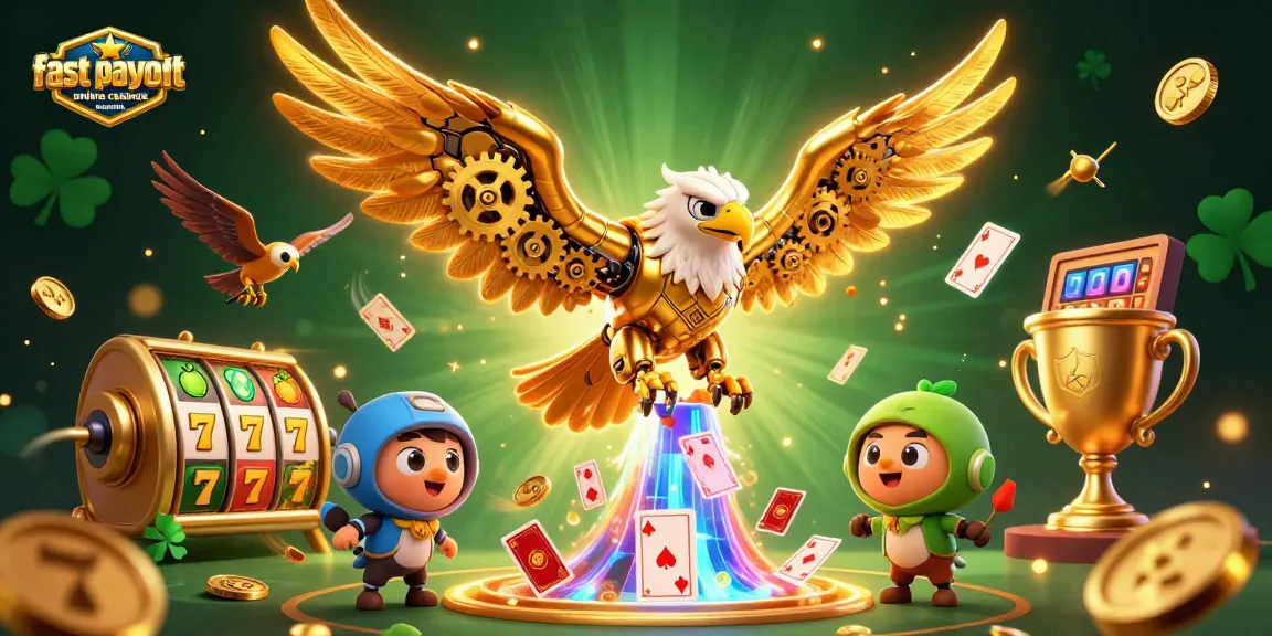 Animating fast payout online casinos Australia with a golden eagle amidst a cascade of jackpot symbols.