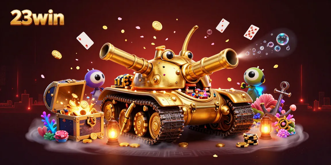Experience the excitement of 23win's virtual casino with a stunning 3D illustration showcasing vibrant gaming elements.