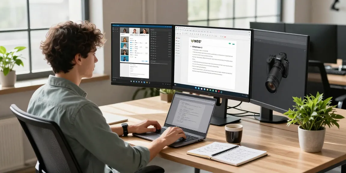 Person engaging in video conferencing while using WPS Office in a modern workspace, showcasing wps下载.
