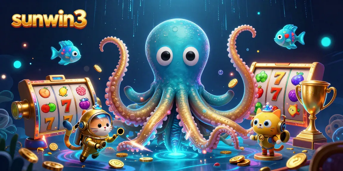 Win big with sunwin3's thrilling slot games featuring a golden kraken and diving cat!