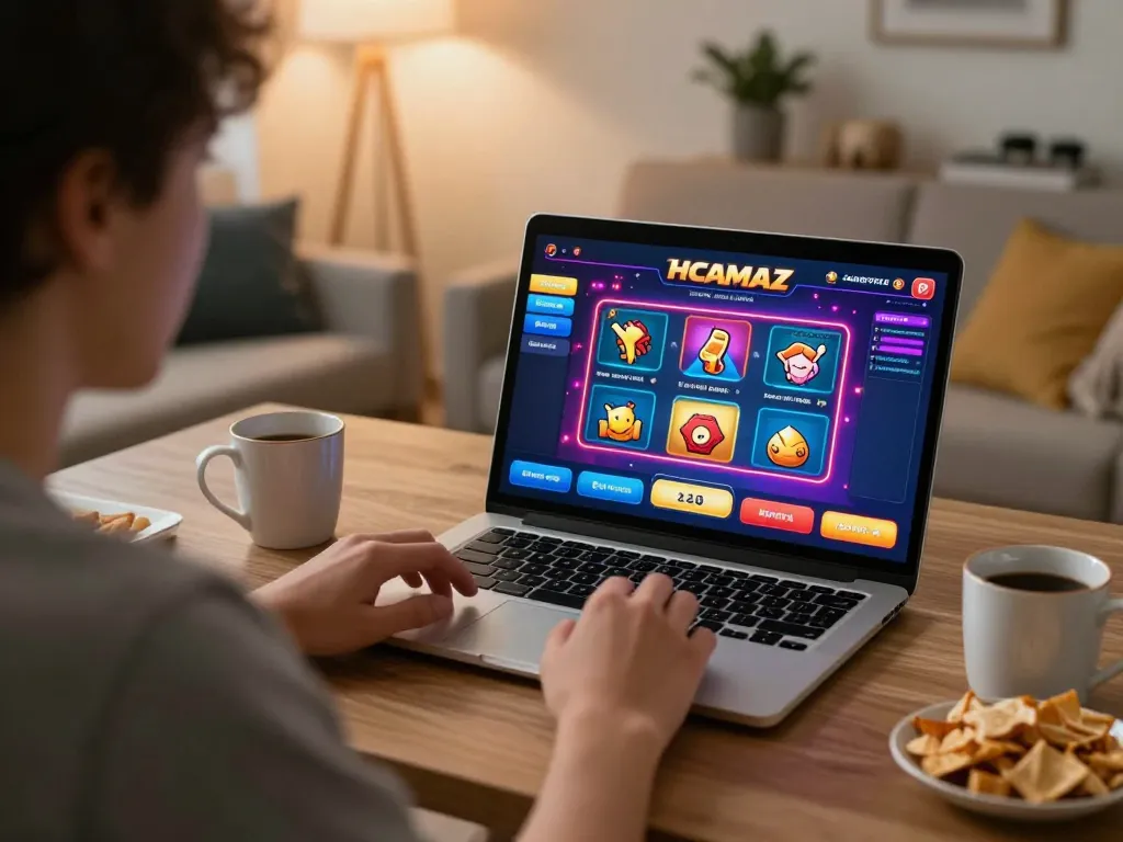 va88 player enjoying vibrant online gaming experience at home with engaging casino interface