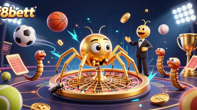 Engage with f8bettt at the vibrant casino where a golden spider weaves wonders over sports bets.